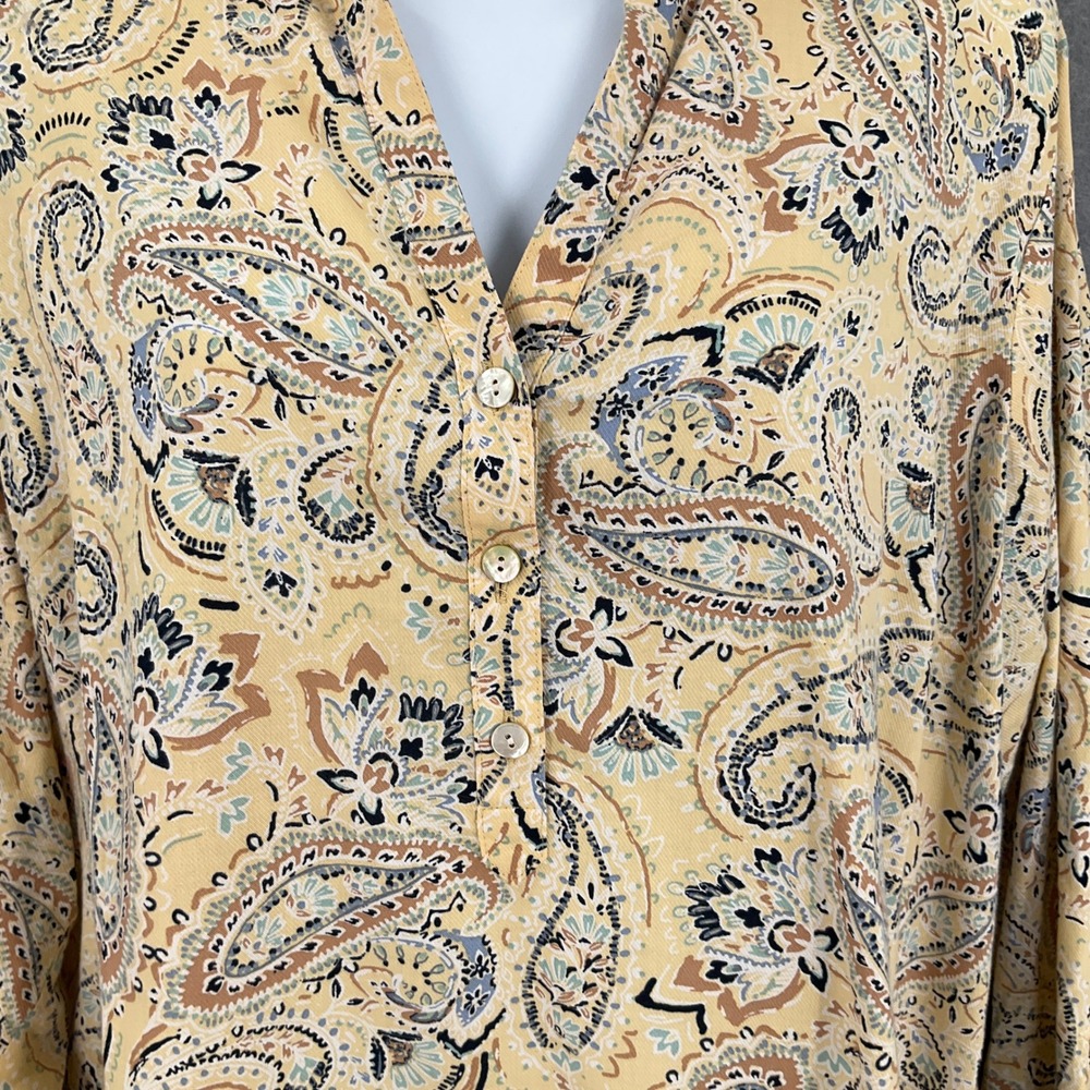J.Jill Top Womens Sz L Paisley Print Button-Up Long Sleeve Collar Shirt Beige‎ - Picture 4 of 10
